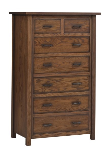 Amish Ox Bow Mountain 40 Chest of Drawers shown in Sap Oak with Aged Centennial Finish with Black Glaze
