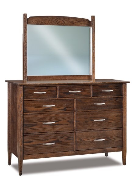 Amish Macey Custom 59 Inches Wide 9-Drawer Dresser with Optional Beveled Mirror