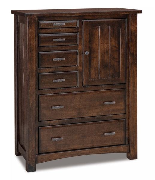 Amish Rodney Gentlemans Chest of Drawers shown in Brown Maple with Briar Stain.