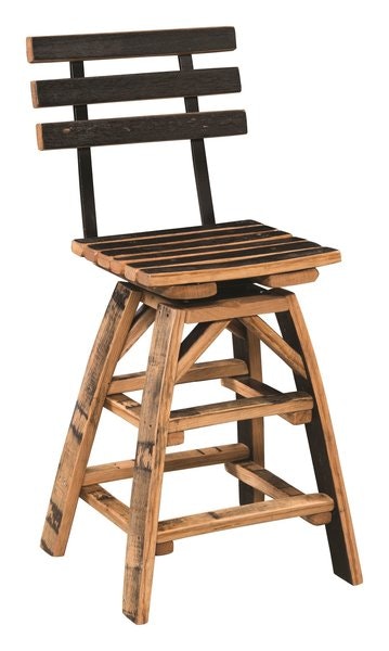 Rustic Swivel Bar Stool with Back