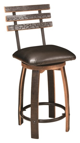 Rustic Bar Stool with Round Steel and Upholstered Seat