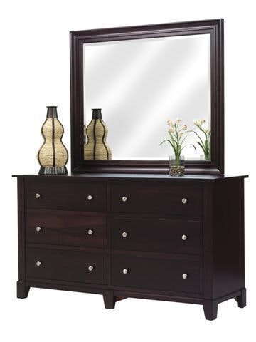 Amish 66 Wide Georgia Contemporary 6-Drawer Dresser shown in Brown Maple Wood With Espresso Finish