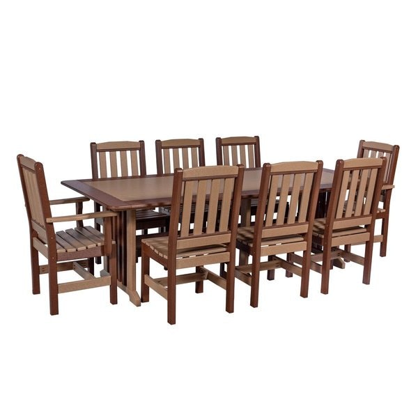 Amish Leisure Lawns Nine Piece Garden Poly Dining Set - Quick Ship