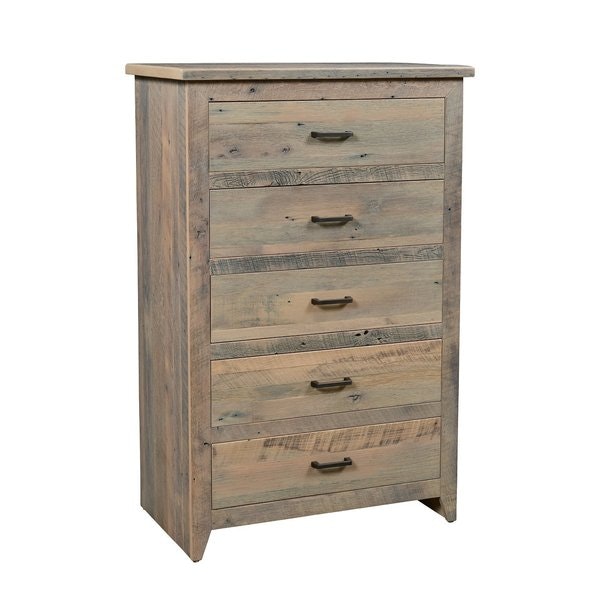 Amish Weathered Reclaimed Barnwood 5-Drawer Chest