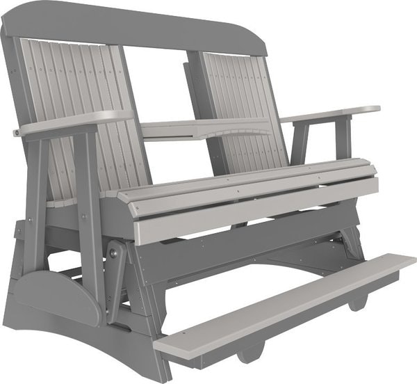 LuxCraft 5' Classic Balcony Poly Glider With Flip Down Center Console