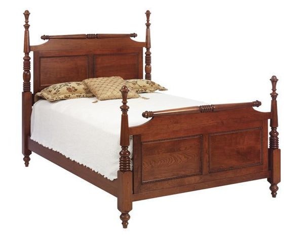 Amish Beethoven Rolling Pin Four Poster Bed shown in Cherry Wood with Washington Finish