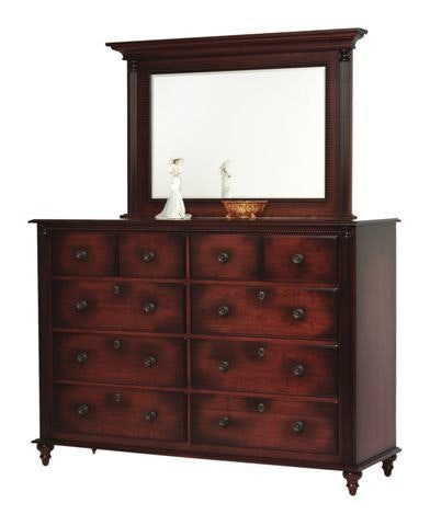 Amish Beethoven 47 High 5-Drawer Dresser shown in Cherry Wood With Brandywine Glaze