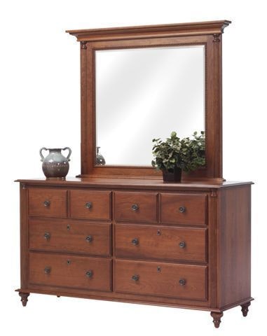 Amish 66 Wide Beethoven Low 6-Drawer Dresser shown in Cherry Wood With Washington Finish