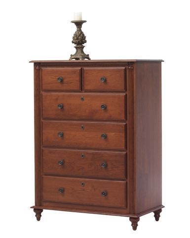Amish Beethoven 54 Tall 6-Drawer Chest of Drawers shown in Cherry Wood With Washington Finish
