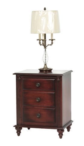Amish Beethoven Night Stand 24 Wide with 3 Drawers Shown in Cherry Wood With Brandywine Glaze