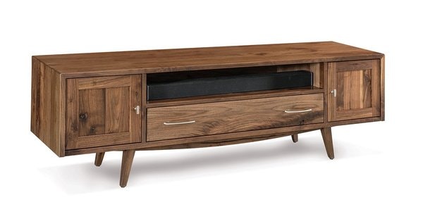 Amish Enrich Mid-Century Modern 72 Media Console with Sound Bar Opening, 2 Doors, and 1 Drawer
