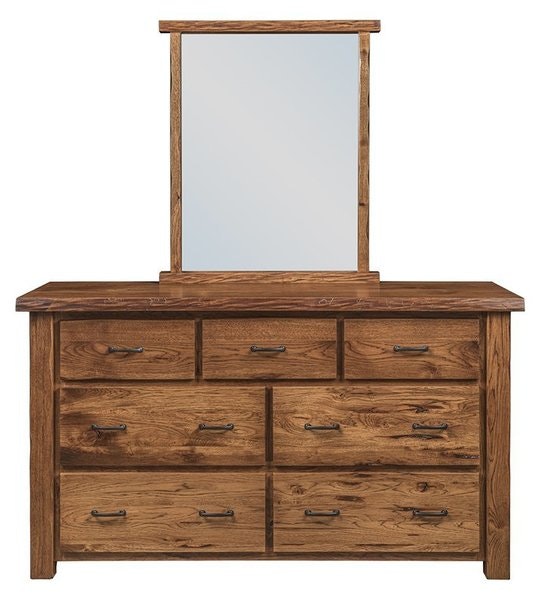 Amish Cross Lake Live Edge 7-Drawer Dresser with Optional Mirror