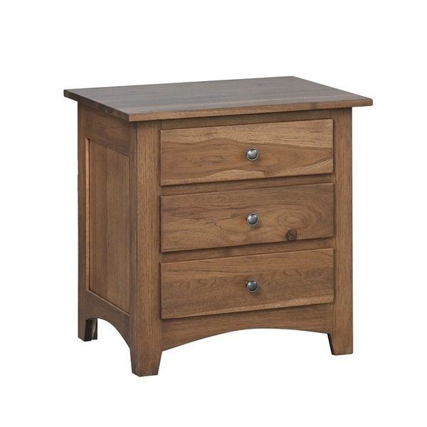 Amish 26 Wide Classic Farmhouse 3-Drawer Night Stand Shown in Oak Wood With MX Finish