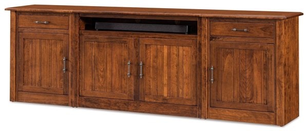 Amish Clarity 3-Piece TV Console - 110 with Media Shelf, 4 Doors, and 2 Drawers