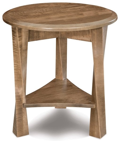 Amish Uplift 22 Round End Table with Shelf and Twisted Legs