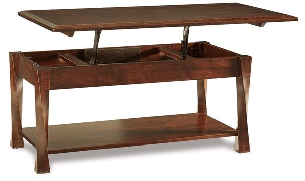 Amish 45 3/4 Wide Uplift Rectangular Lift-Top Coffee Table with Solid Wood Twisted Legs