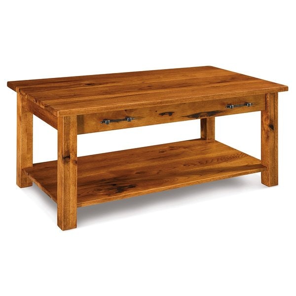Amish 43 3/4 Wide Clarity Coffee Table with Drawer with Bottom Shelf