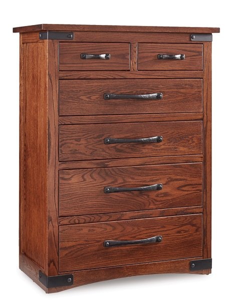 Amish 53 1/4 Inch Beatrice 6 Drawer Chest with Metal Accents