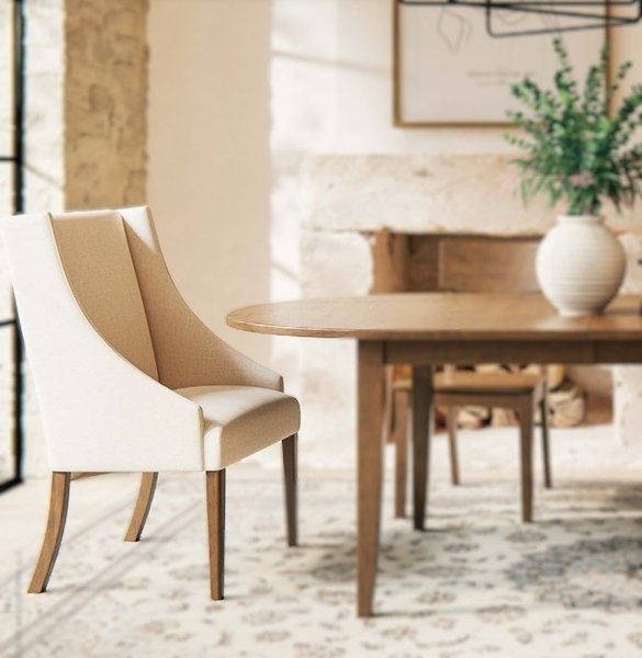 Amish West Falls Upholstered Wingback Dining Arm Chair - Quick Ship