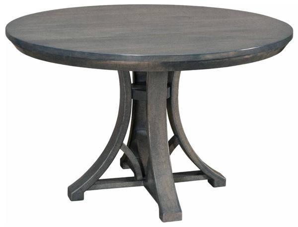 Amish Turtle Bay Dining Table Round with 4 curved leg supports and round top with mission edge