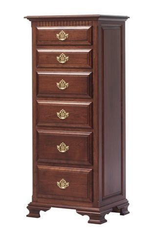 Amish 59 Tall Colonial Style Rosemary 6 Drawer Lingerie Chest shown in Cherry Wood With Acres Finish