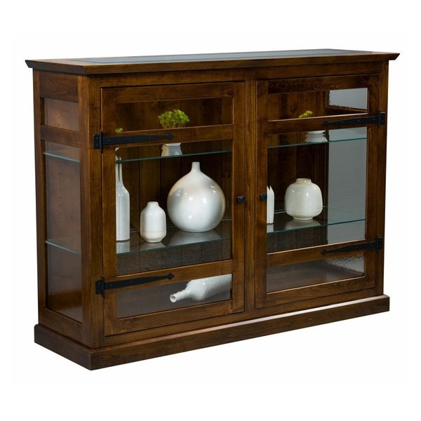 Amish-Crafted Southern Pines Double Door Curio Display Cabinet in Brown Maple wood with Manchester Finish