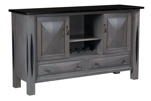 Amish Lyon Solid Wood Contemporary Sideboard with Wine Rack