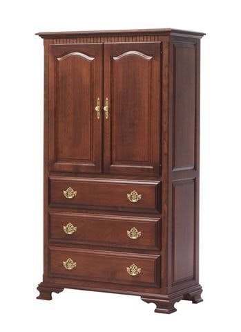 Amish 68 Tall Rosemary Armoire with 2 Doors and 3 Drawers Shown in Cherry with Acres Finish