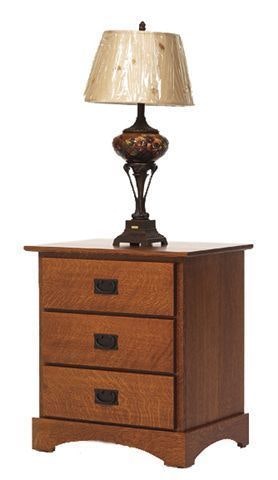 Amish 26 Wide Kelsey Mission Night Stand Shown in Quartersawn White Oak with Michaels Finish