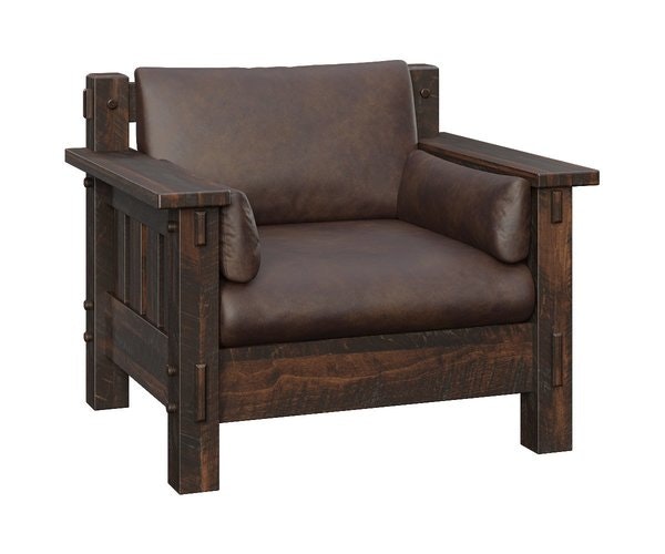 Amish Dutton Rough Sawn Wood Living Room Lounge Arm Chair