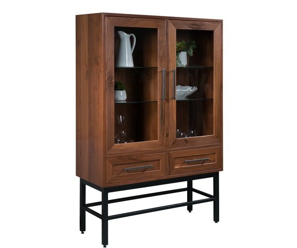Amish Kenwood Modern Display Storage Case with Metal Base