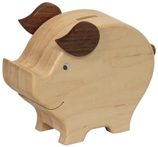 Amish Made Wood Piggy Bank