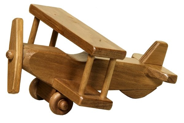 Amish Handcrafted Solid Wood Small Airplane Toy for Kids