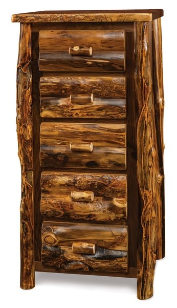 Amish Handcrafted Rustic Log 5 Drawer Lingerie Chest of Drawers