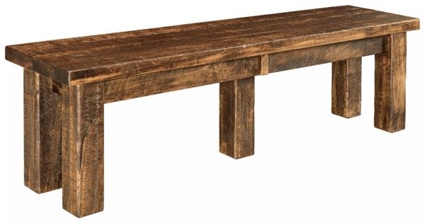 Amish Dutton Rough Sawn Wormy Maple Wood Dining Bench - Quick Ship