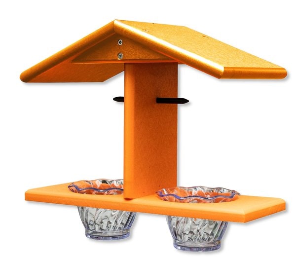 Amish Poly Double Oriole Bird Feeder with Jelly Jars and Orange Slice Pegs
