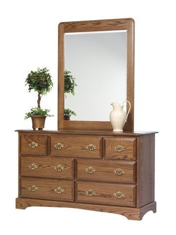 Amish Hollie 56 Wide 7 Drawer Dresser Shown in Oak Wood with S-12 Finish