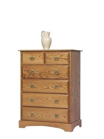 Amish 36 Wide Hollie Chest of 6 Drawers Shown in Oak Wood with Fruitwood Finish
