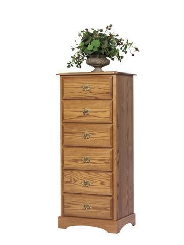 Amish 59 Tall Hollie Lingerie Chest with 6 Drawers Shown in Oak Wood With Fruitwood Finish
