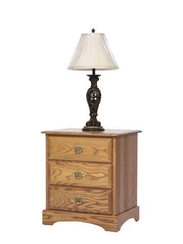 Amish Hollie 26 Night Stand with 3 Drawers Shown in Oak Wood with Fruitwood Finish