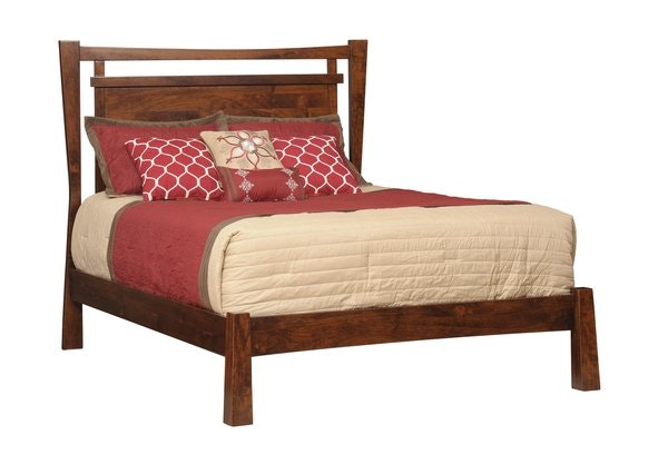 Amish Samantha Modern Rustic Panel Bed shown in Rustic Cherry with Asbury Finish