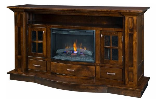 Amish Delgado Electric Fireplace Entertainment Center with Soundbar Shelf