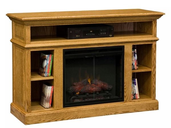 Amish Hardwood Fireplace TV Console