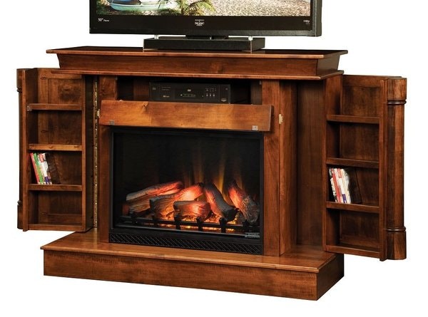 Amish Electric Fireplace Media Cabinet
