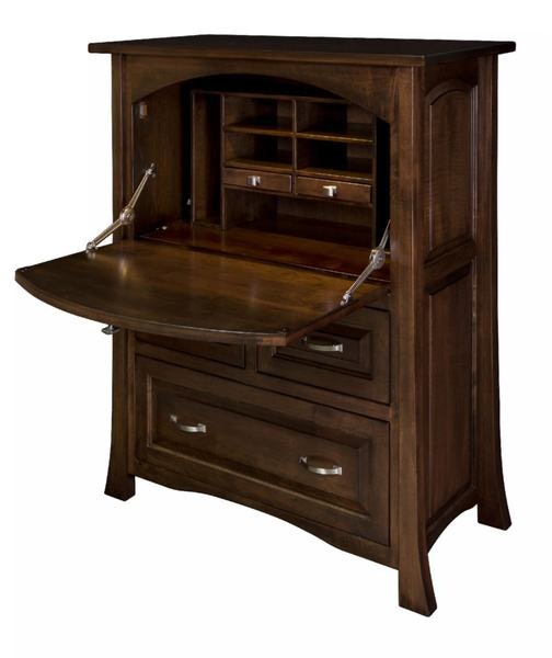 Amish Hardwood Transitional Secretary Desk Cabinet