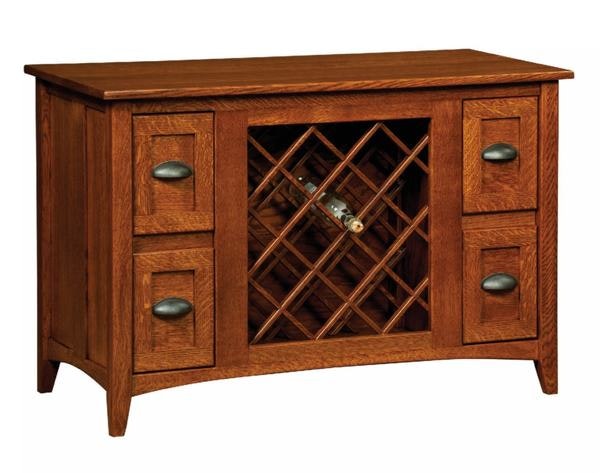 Amish Hardwood Sideboard with Wine Storage