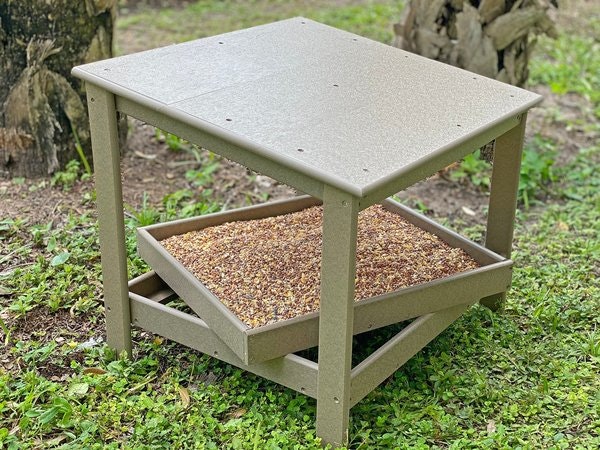 Amish Poly Large Modern Ground Bird Feeder with Removable Tray - DutchCrafters Exclusive