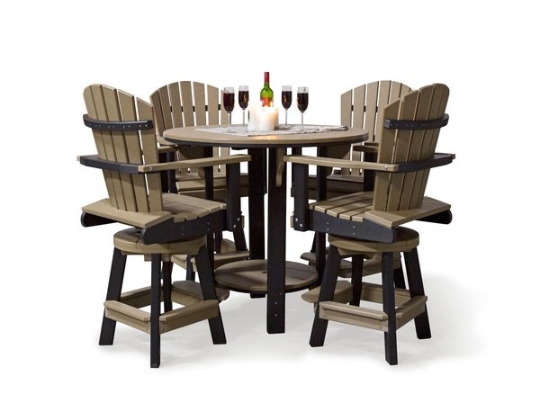 Amish Leisure Lawns Poly Balcony Table Set with Counter Height Swivel Stools