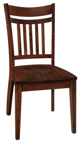 Amish Dining Chair No Arms five centered spindles connected to two decorative back supports