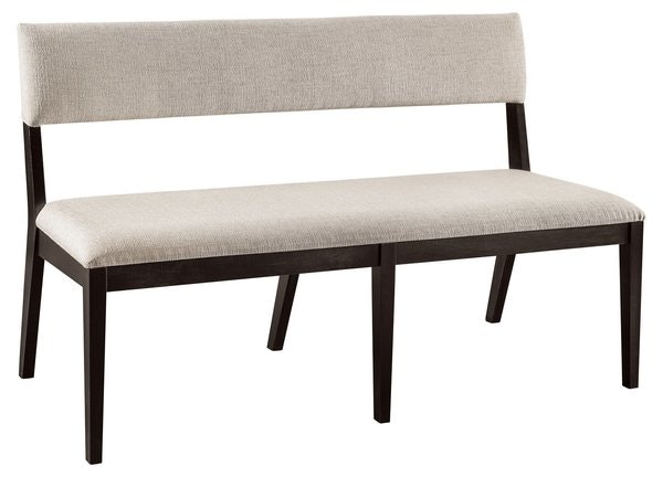 mid-century modern upholstered bench with back